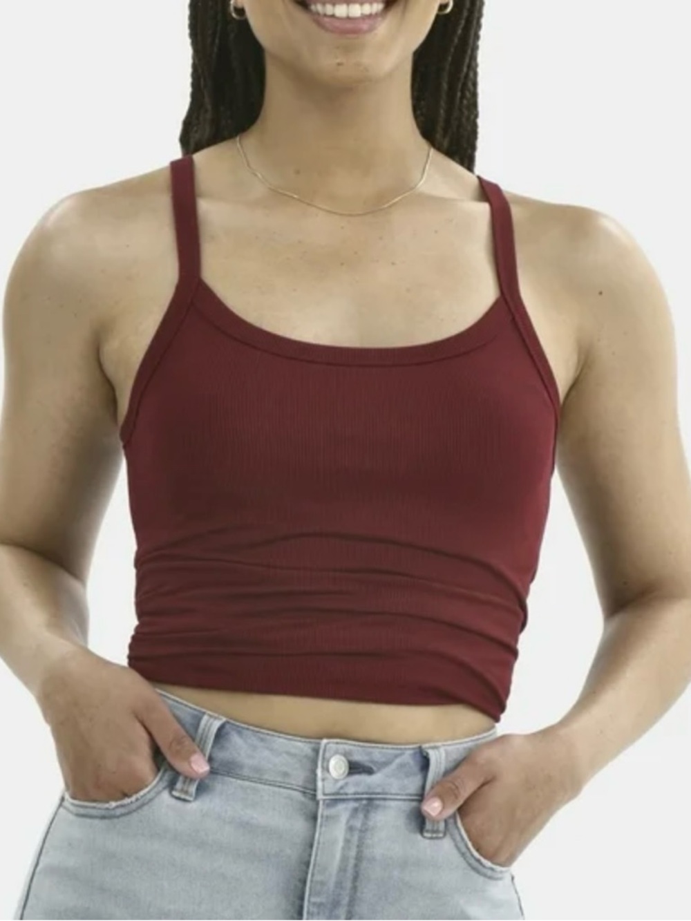 Burgundy Wine Stretchy Ribbed Tank Top
